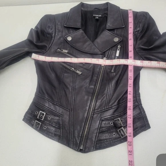 Bebe leather black jacket, size Small, soft 100% real leather shoulder pad - Picture 9 of 15